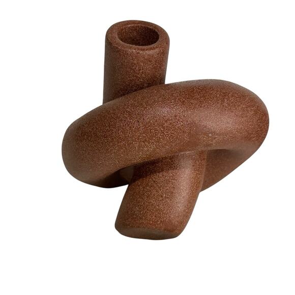 47 & Main Brown Knot Ceramic Modern Candle Holders Set of 2 Sculptural Decor - Picture 9 of 12